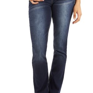 Dark washed slim-fit flared jeans