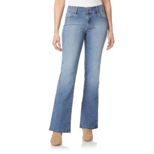 Light-colored soft stretch flared jeans