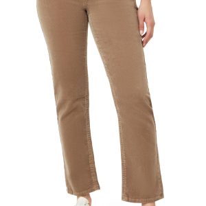 Women's Mocha Double Buckle Belt Straight Leg Capri Pants
