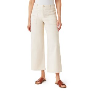 Women's cropped wide-leg pants with front patch pockets