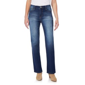 Women's distressed details vintage straight leg jeans