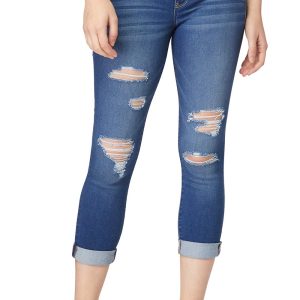 Women's distressed slim-fit cropped jeans