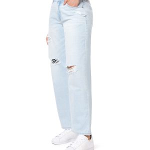 Women's ripped straight leg jeans
