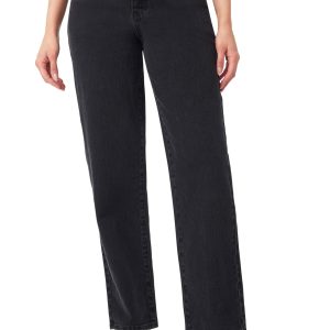 Women's washed five-pocket straight leg jeans
